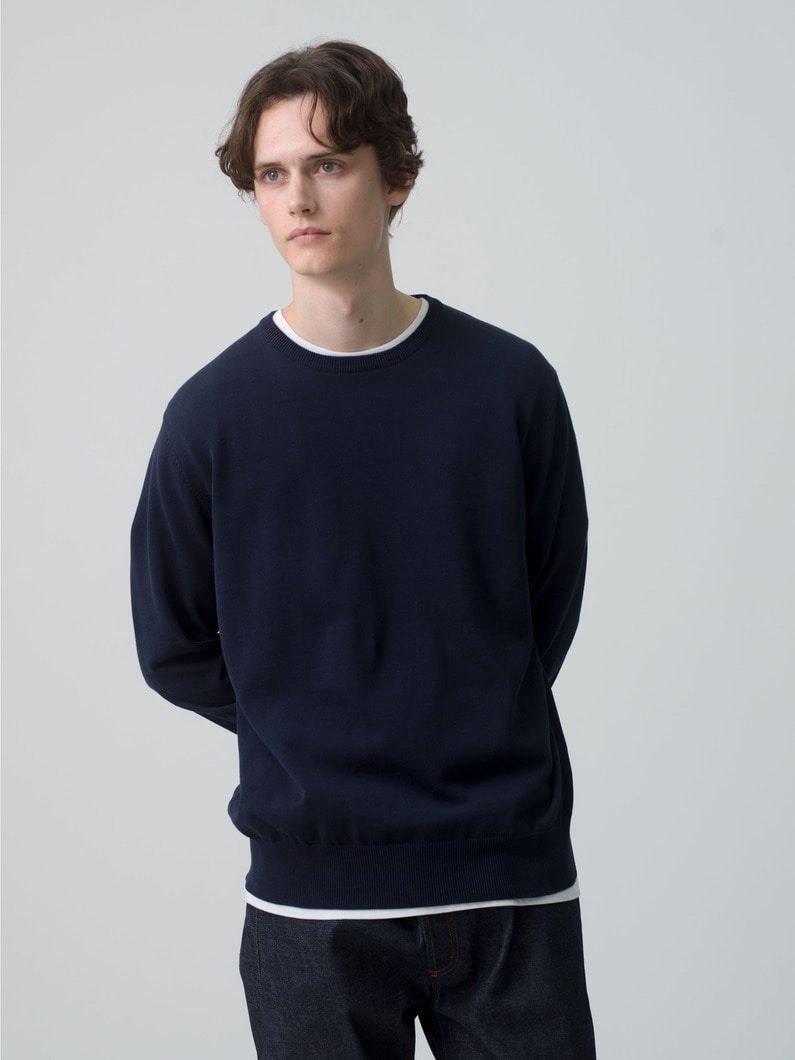 High Twisted Cotton Knit Pullover 詳細画像 navy 1