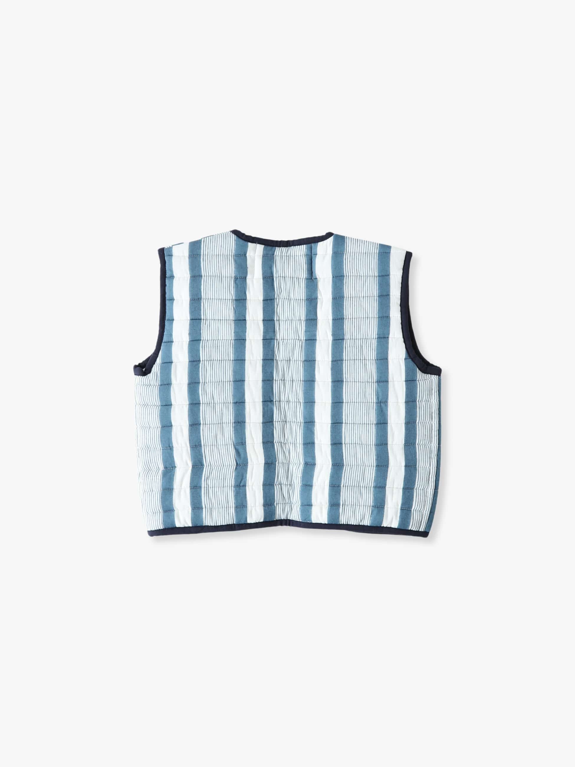 Seaside Striped＆Checkerd Reversible Vest (blue/3-10year)｜SZ  Blockprints(エスゼット ブロックプリント)｜Ron Herman