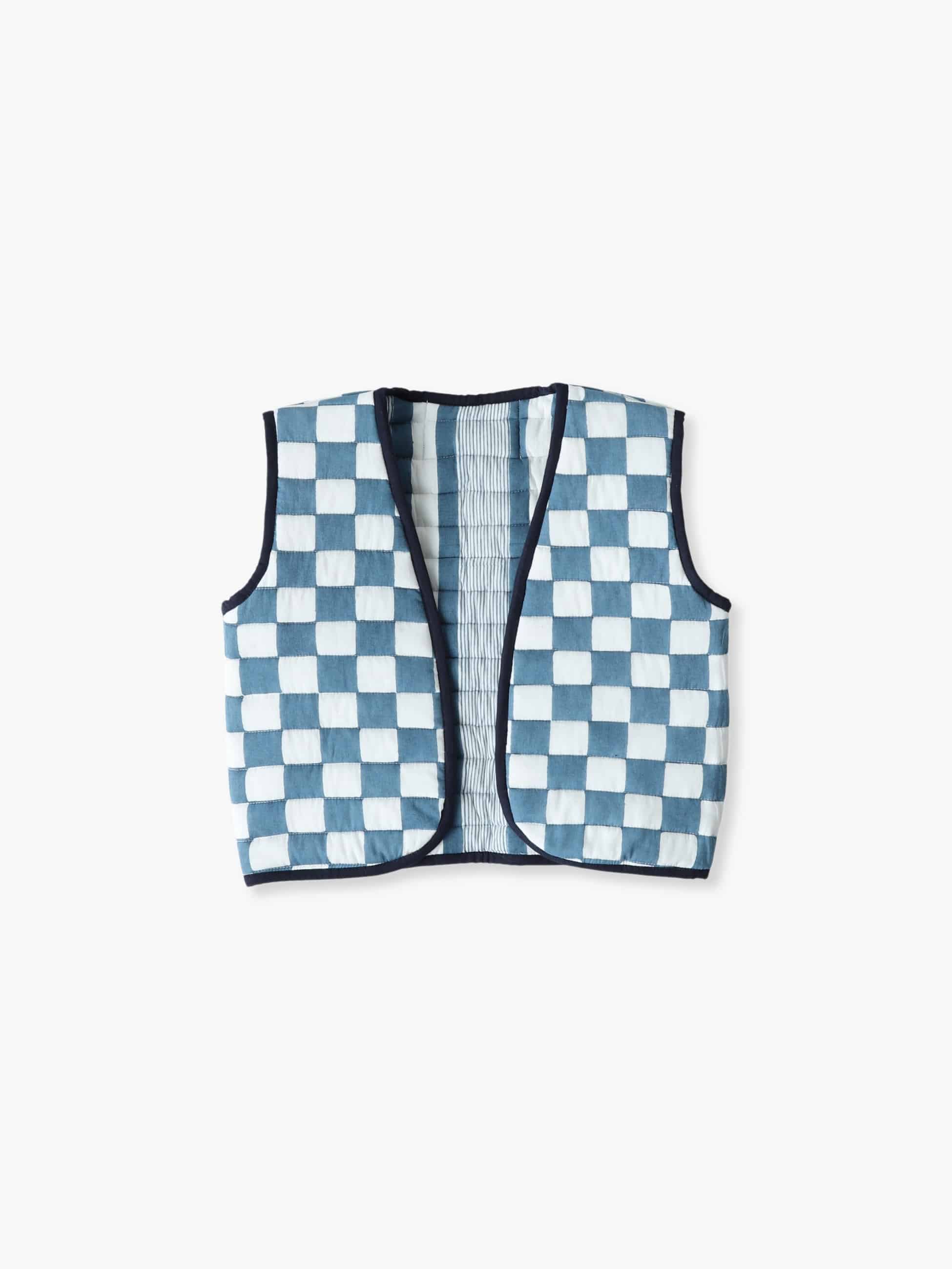 Seaside Striped＆Checkerd Reversible Vest (blue/3-10year)｜SZ  Blockprints(エスゼット ブロックプリント)｜Ron Herman