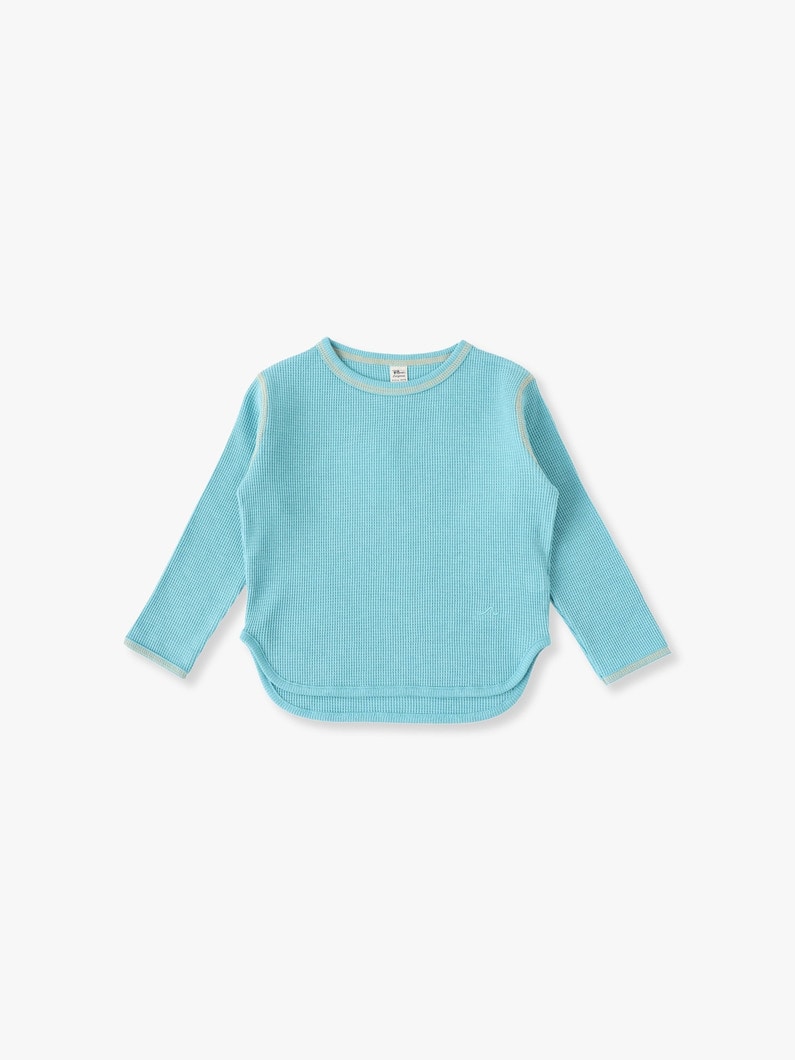 Color Stitch Waffle Long Sleeve Tee (off white/turquoise/gray) 詳細画像 turquoise 3
