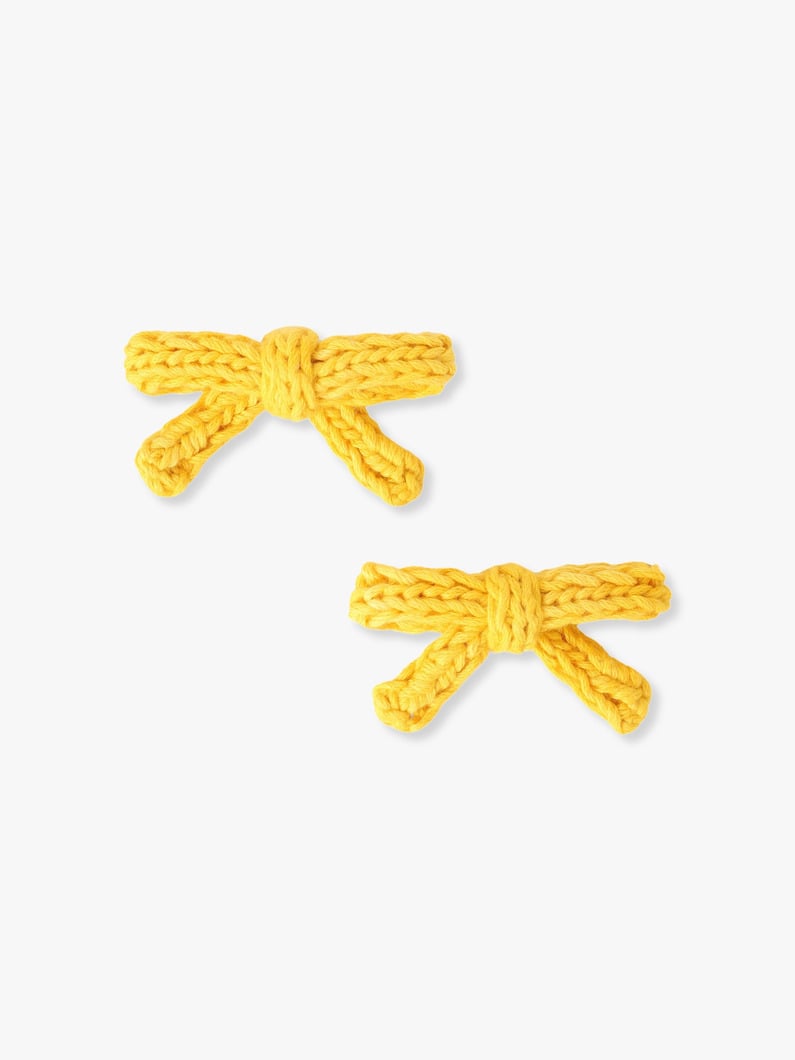 Goldie Bow Hair Clip Set (white/pink/yellow/mustard) 詳細画像 yellow