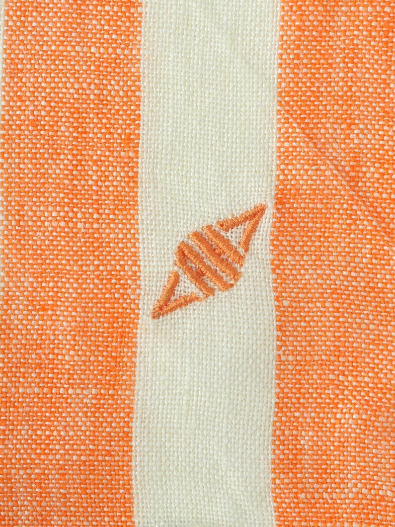 Washed Linen Striped Kitchen Towel 詳細画像 orange 1