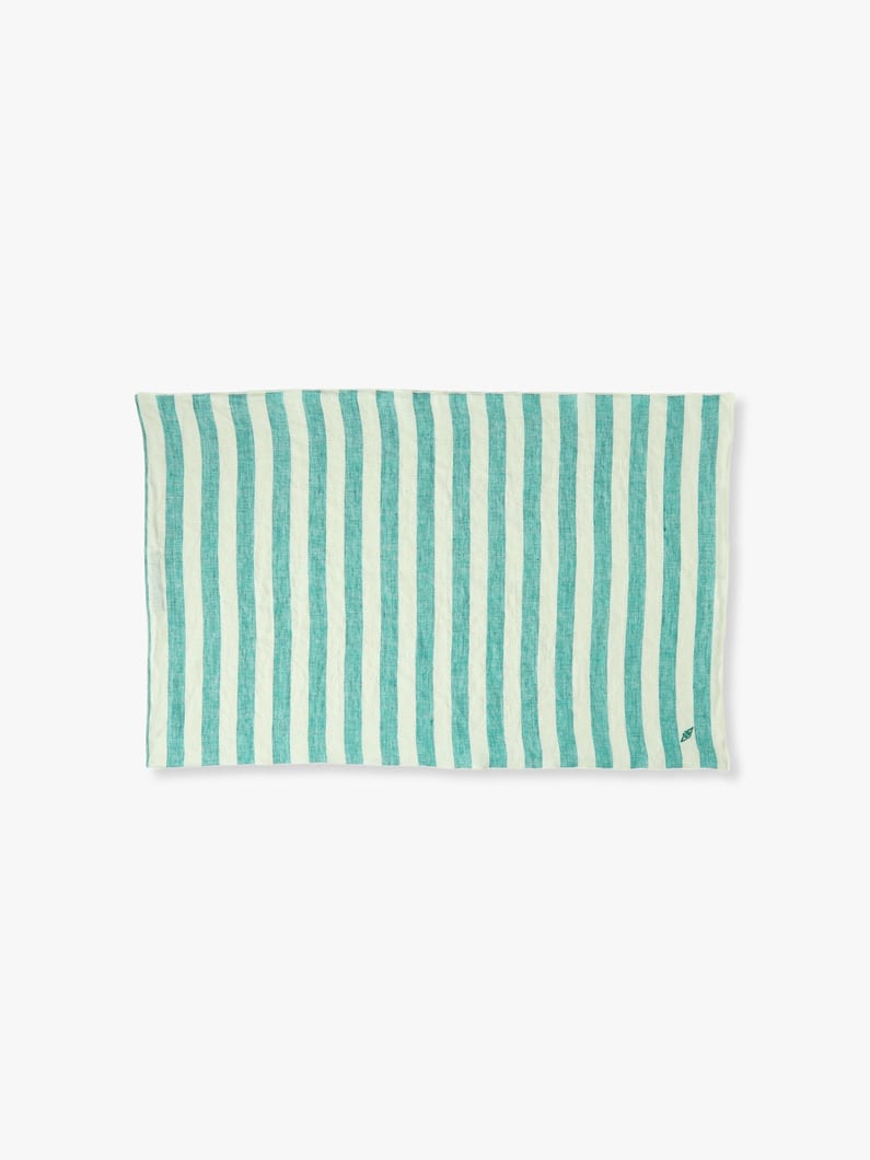 Washed Linen Striped Kitchen Towel 詳細画像 green