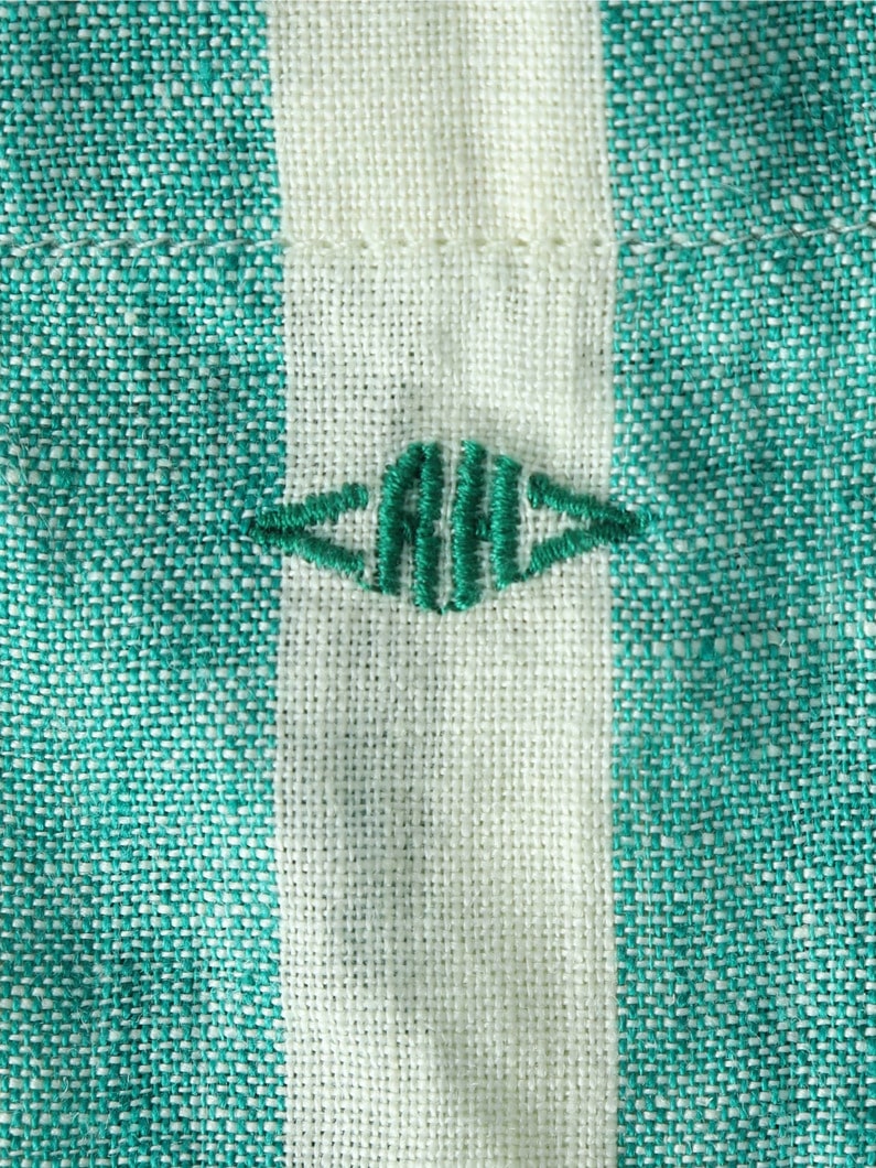 Washed Linen Striped Shopper Bag 詳細画像 green 5