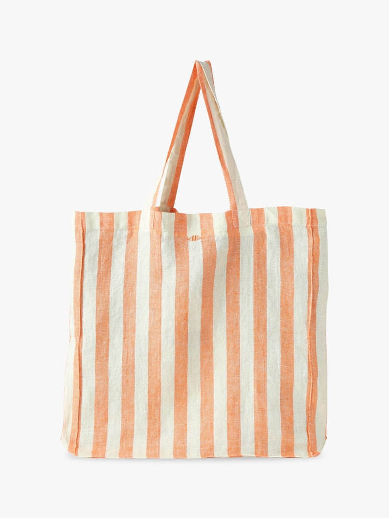 Washed Linen Striped Shopper Bag 詳細画像 orange 1