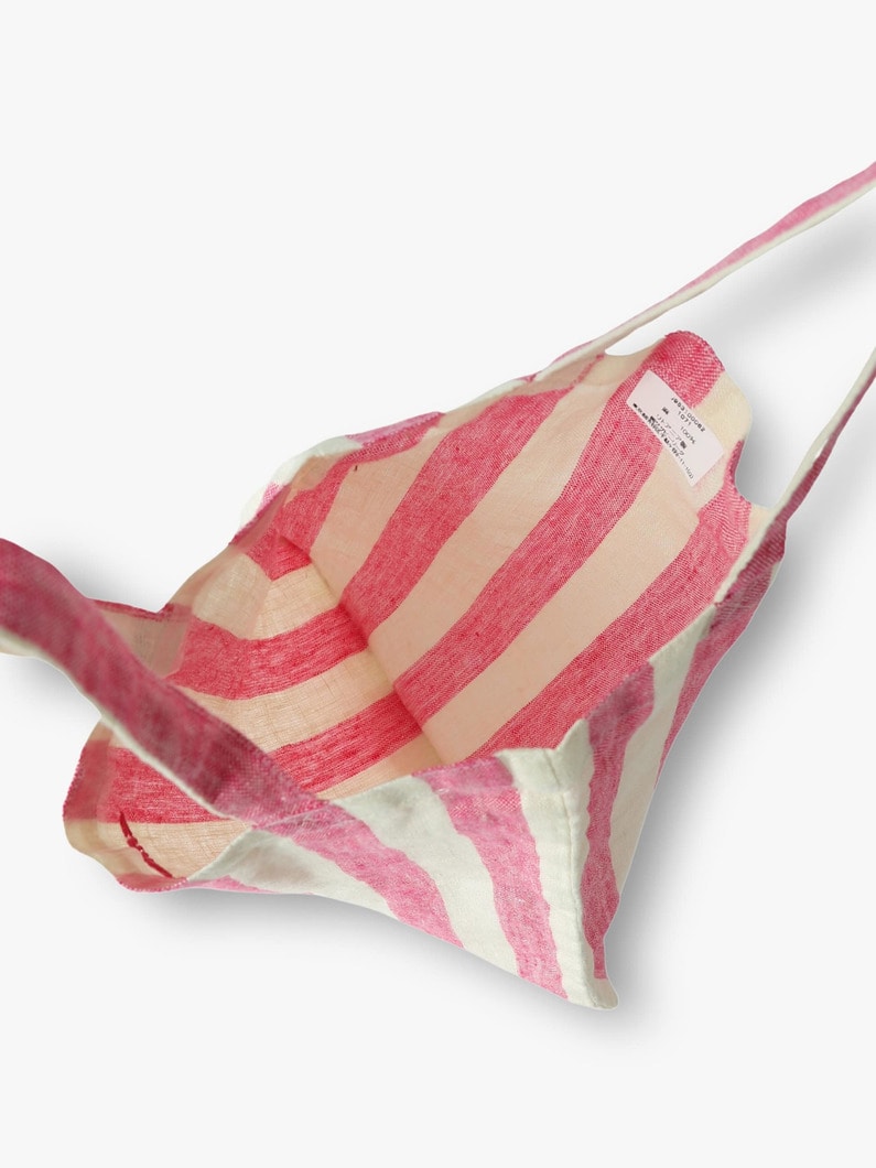 Washed Linen Striped Mini Shopper Bag  詳細画像 pink 4