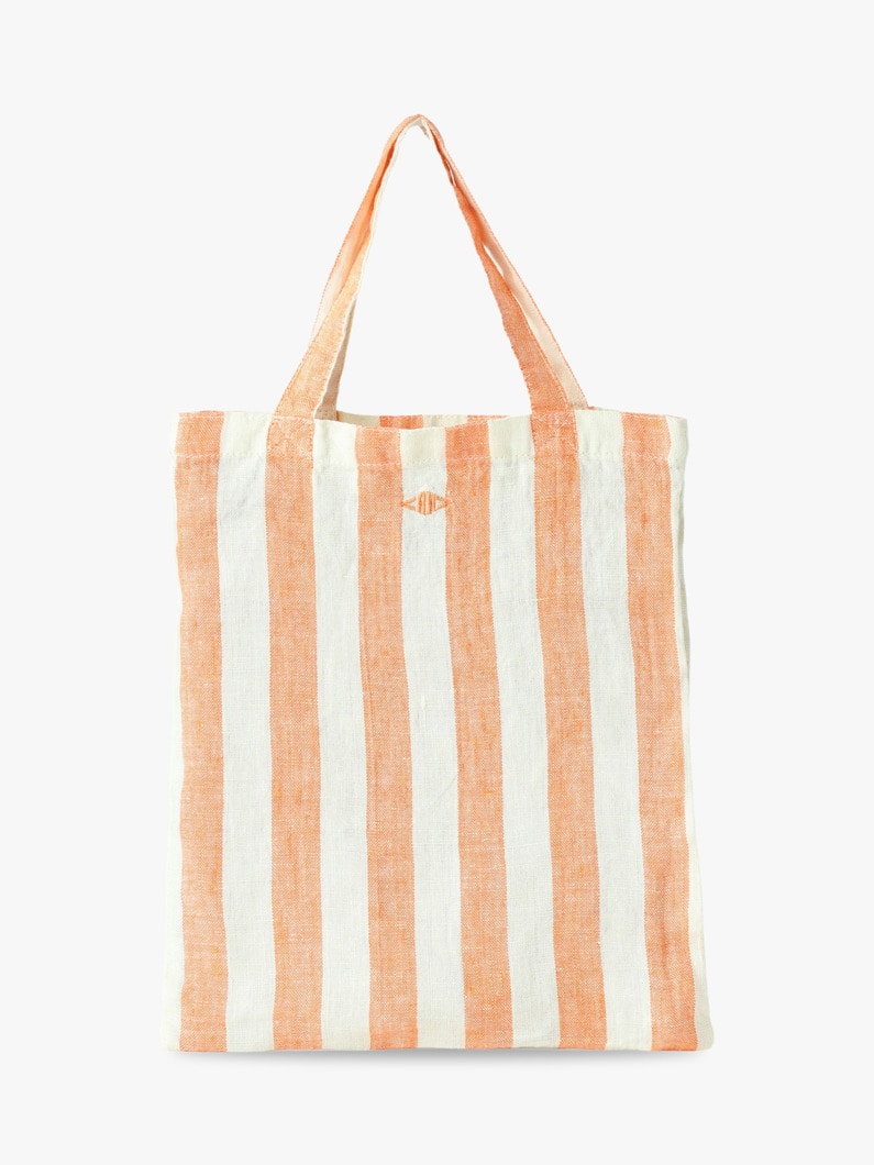 Washed Linen Striped Mini Shopper Bag  詳細画像 orange