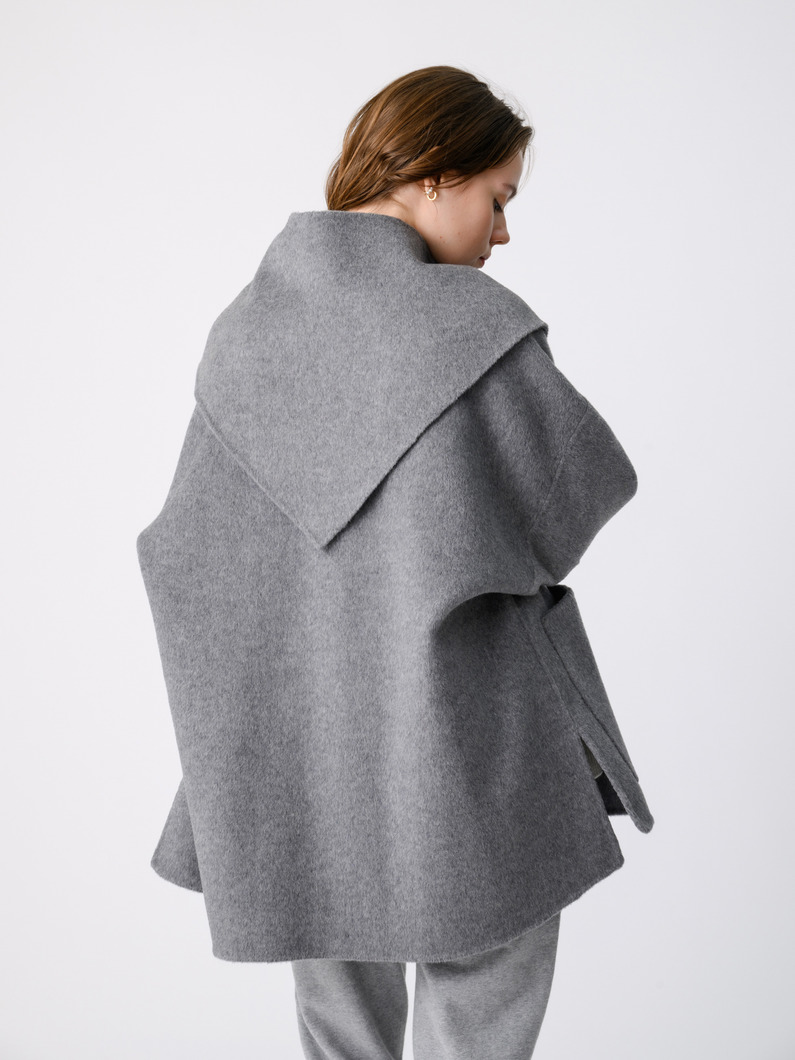 ウール ショートコート & スカーフ 詳細画像 top gray 2