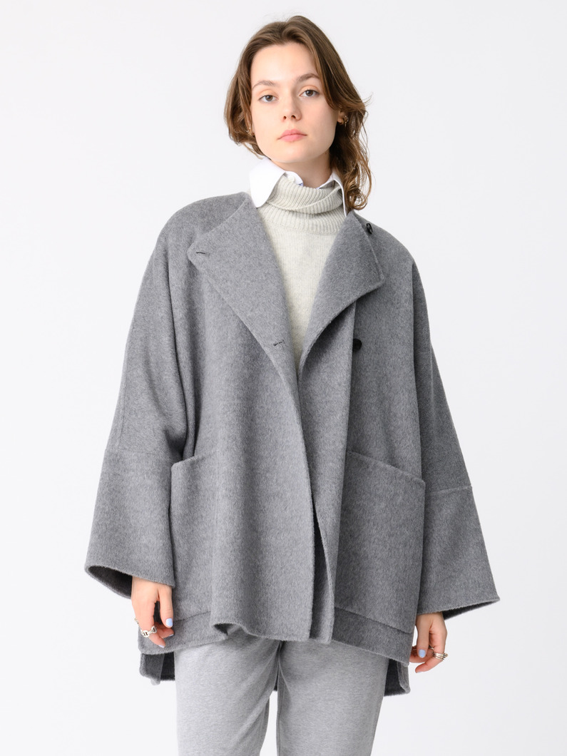 ウール ショートコート & スカーフ 詳細画像 top gray 3