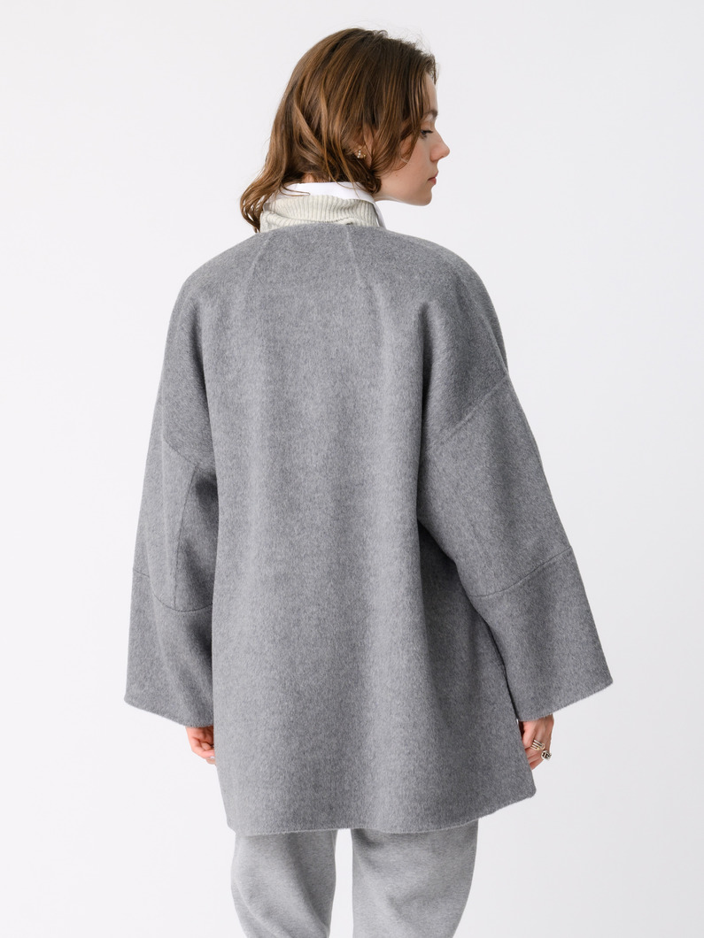 ウール ショートコート & スカーフ 詳細画像 top gray 4