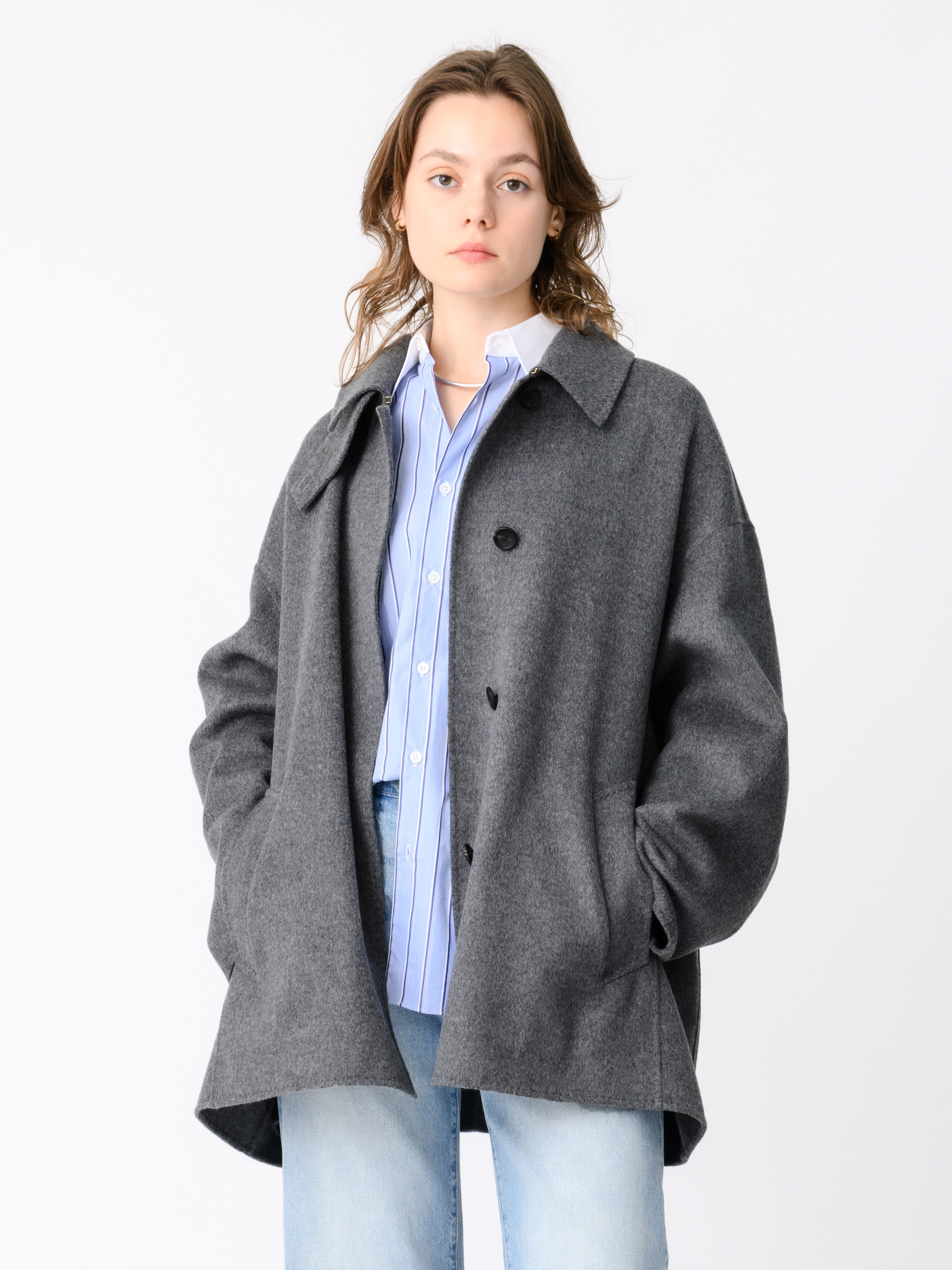 【美品】ebure ロンハーマン別注　リュクスビーバーショートコート　ネイビー リュクスシャルムビーバー ショートコート｜ebure(エブール)｜Ron Herman