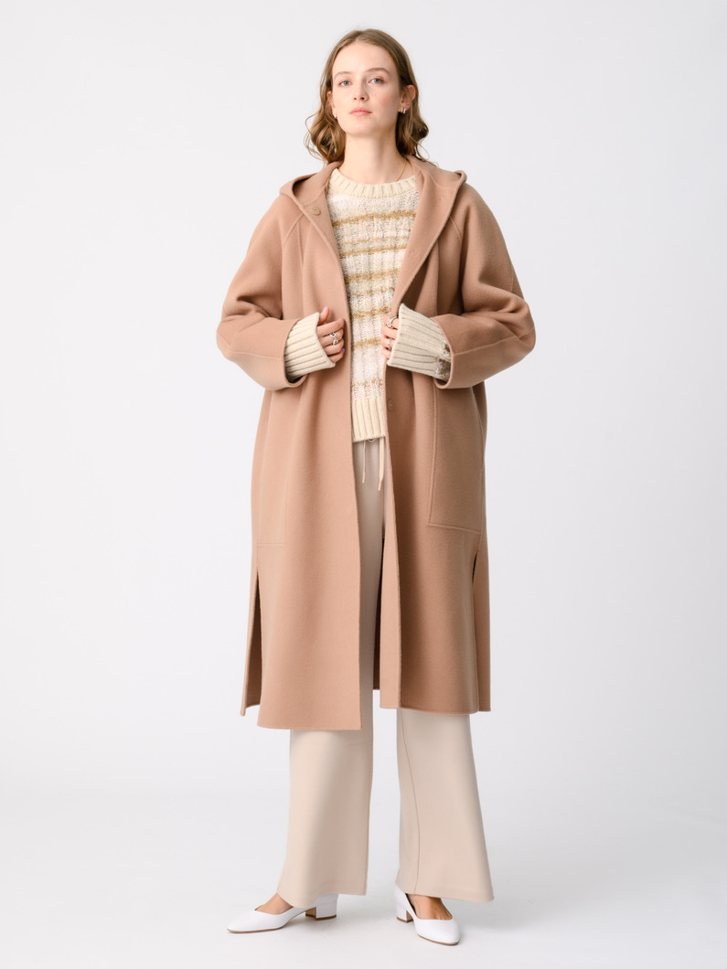 ウール フーディー ロングコート 詳細画像 camel 3