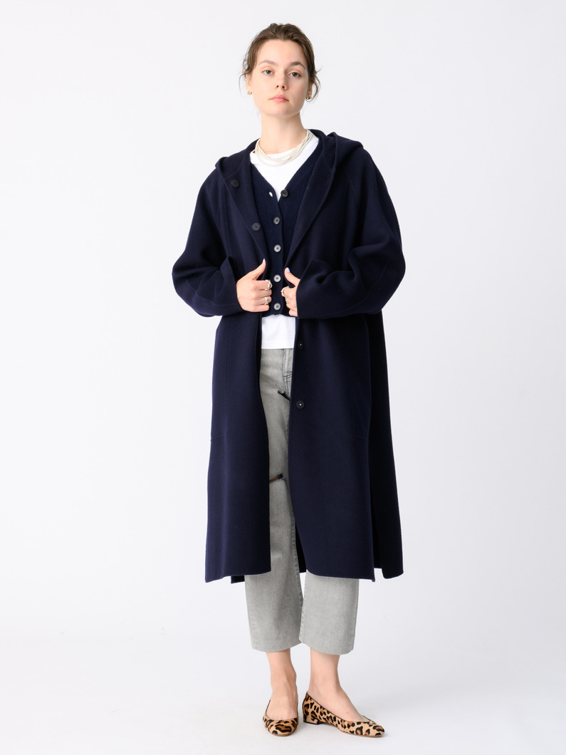 ウール フーディー ロングコート 詳細画像 navy 1