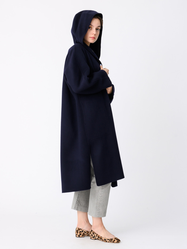 ウール フーディー ロングコート 詳細画像 navy 2
