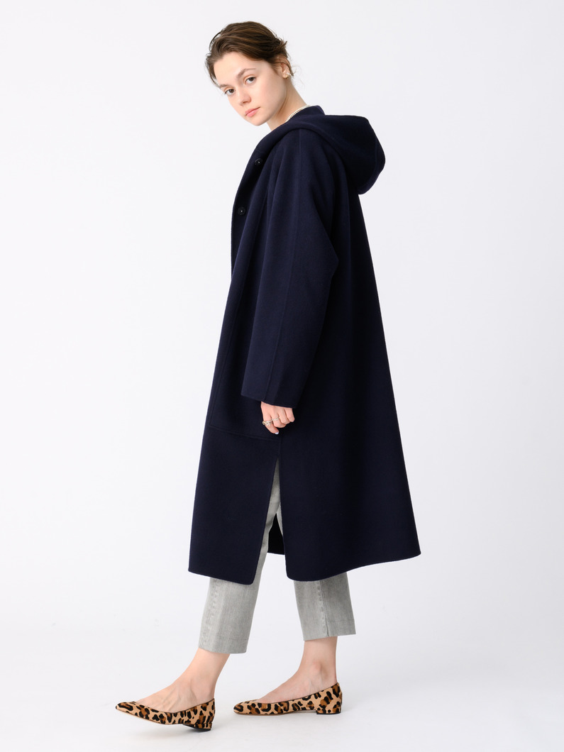 ウール フーディー ロングコート 詳細画像 navy 3