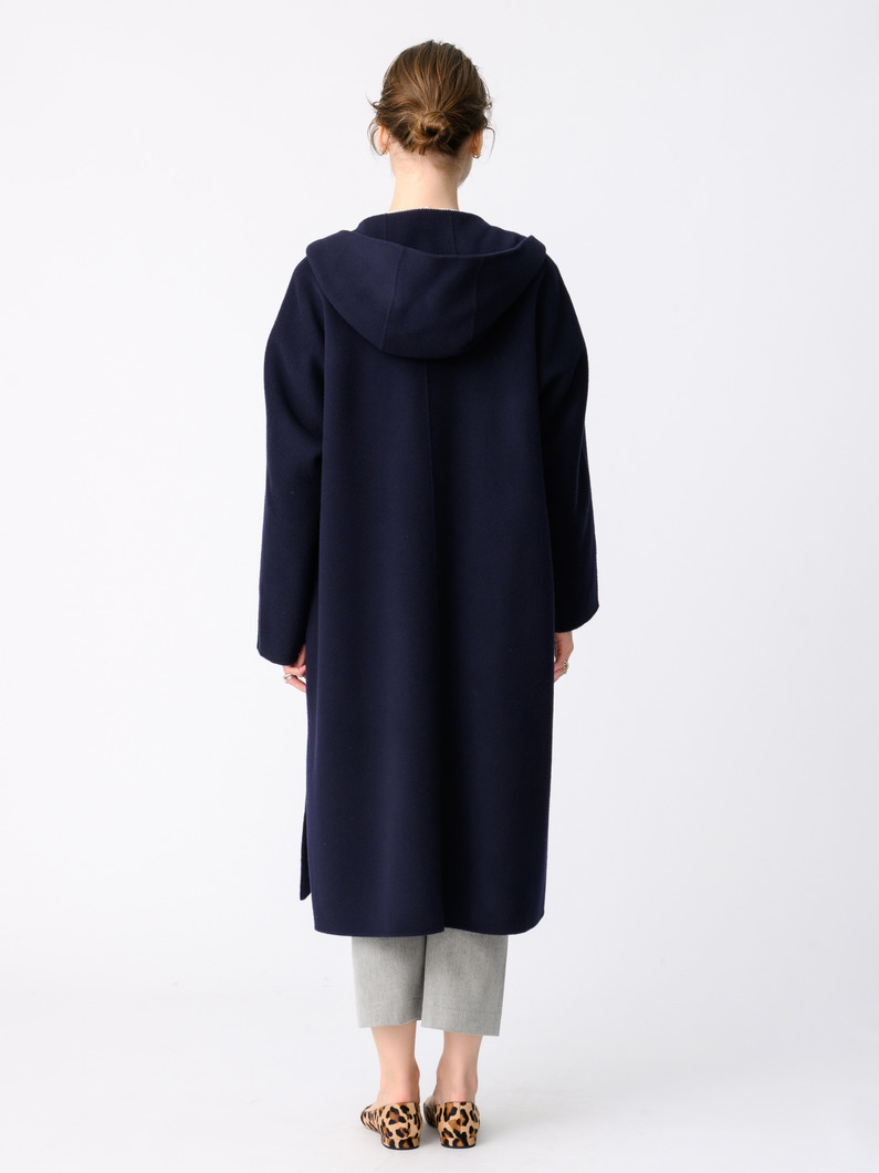 ウール フーディー ロングコート 詳細画像 navy 4