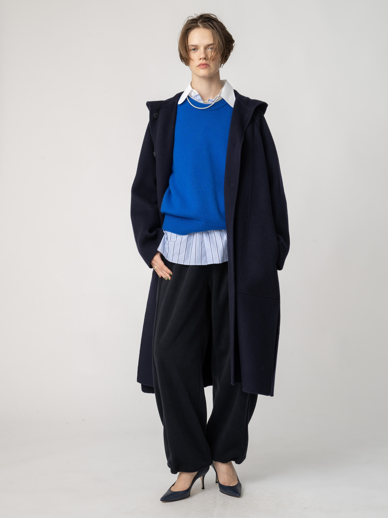 ウール フーディー ロングコート 詳細画像 navy 5