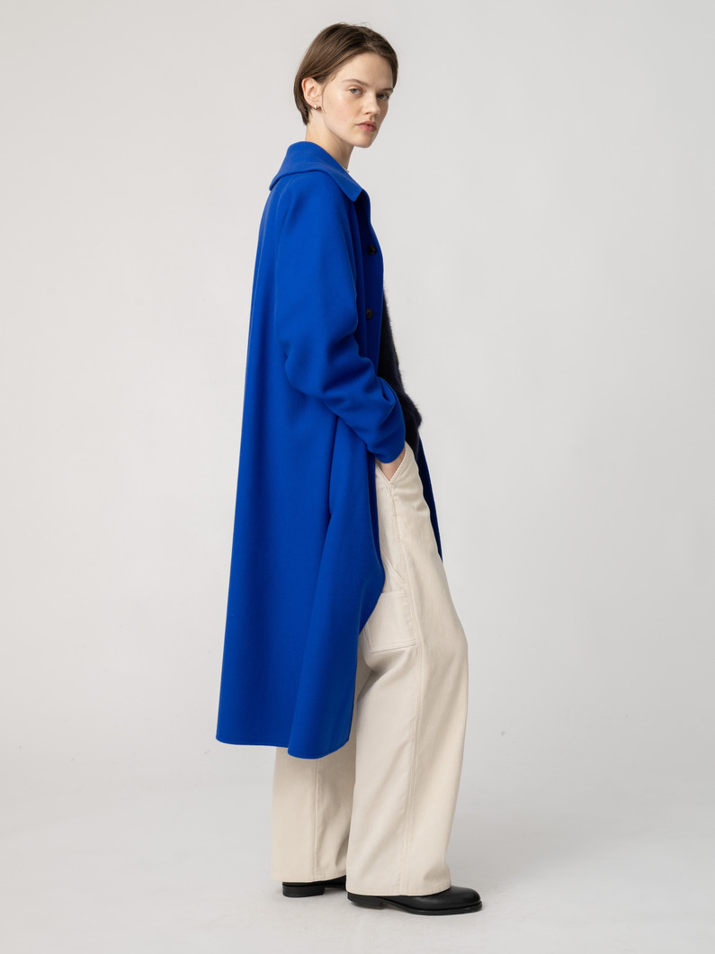 ウールナイロン フレアロングコート 詳細画像 blue