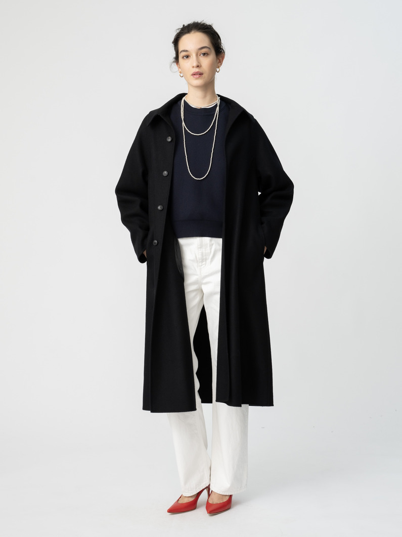 ウールナイロン フレアロングコート 詳細画像 black