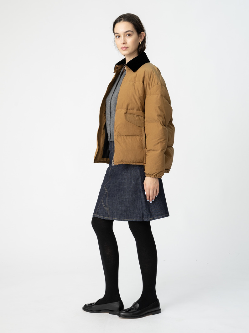 ベロアカラー ダウンジャケット 詳細画像 brown 3