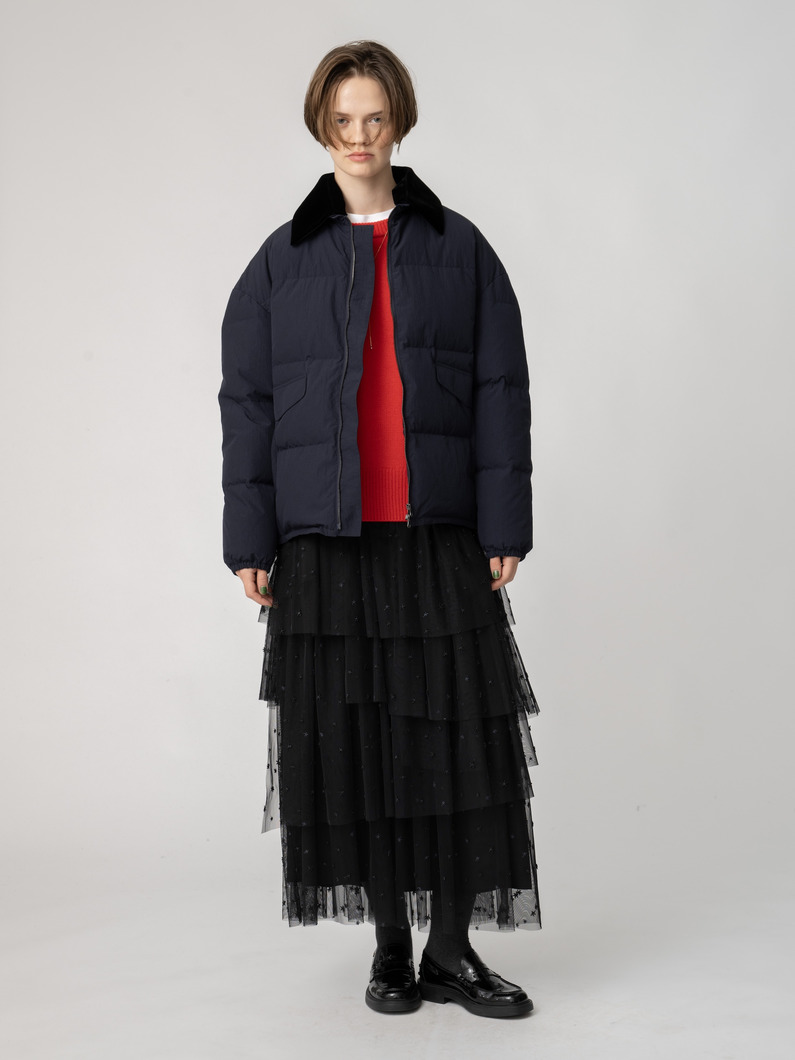 ベロアカラー ダウンジャケット 詳細画像 navy 4