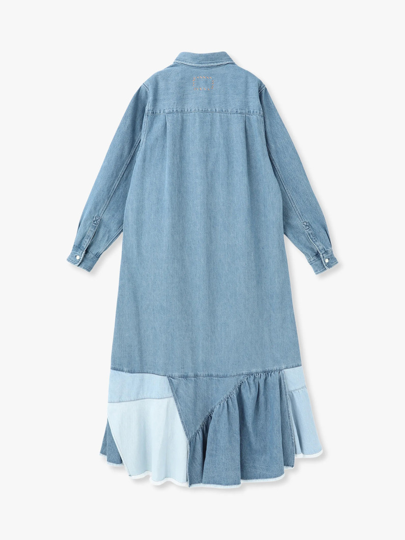 パッチワーク フリル デニムドレス 詳細画像 blue 1