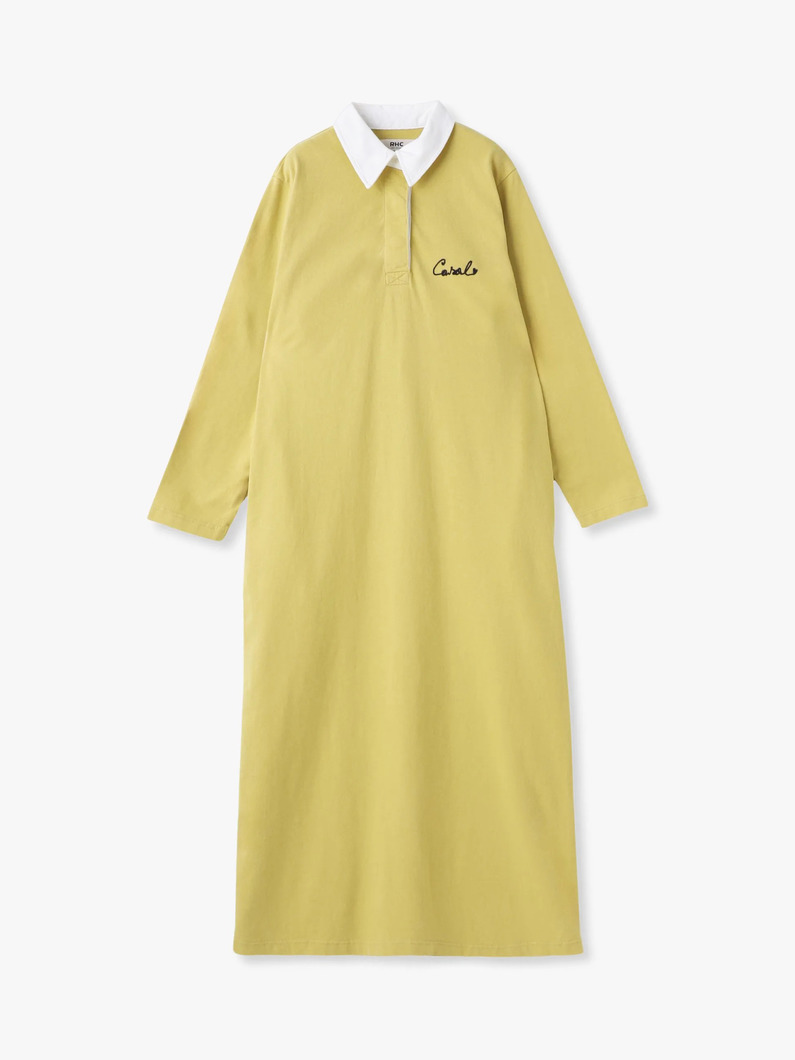 ラガーシャツ ドレス（チャコールグレー/イエロー） 詳細画像 yellow 3