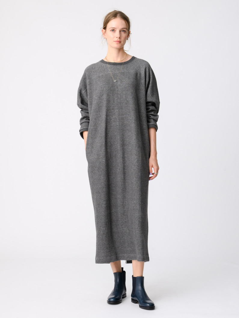 ヤクミックスコットン ロングスリーブドレス 詳細画像 charcoal gray 2
