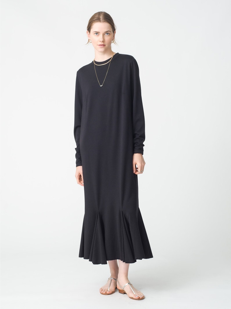 ウール フリル マキシドレス 詳細画像 black 2