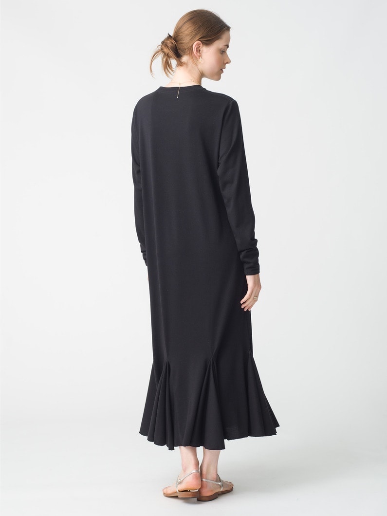 ウール フリル マキシドレス 詳細画像 black 3