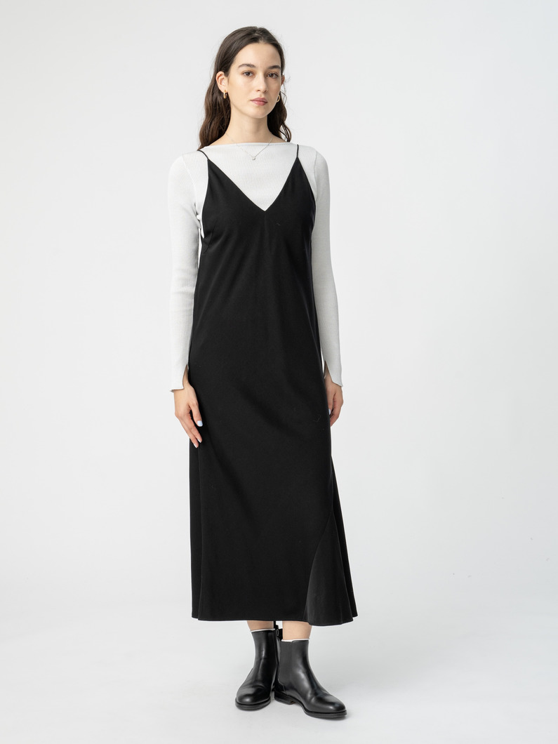 サテン キャミソールドレス（クリーム/ブラック） 詳細画像 black