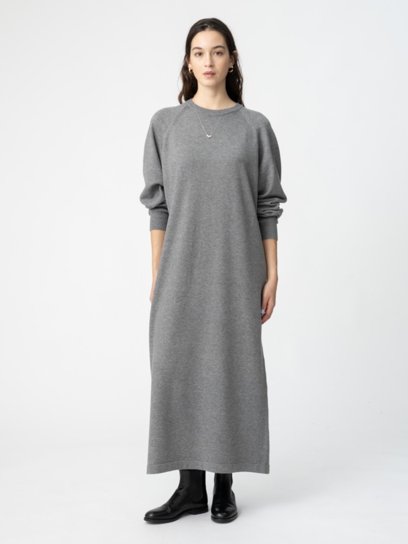 ニット ロングドレス（ベージュ/グレー） 詳細画像 gray