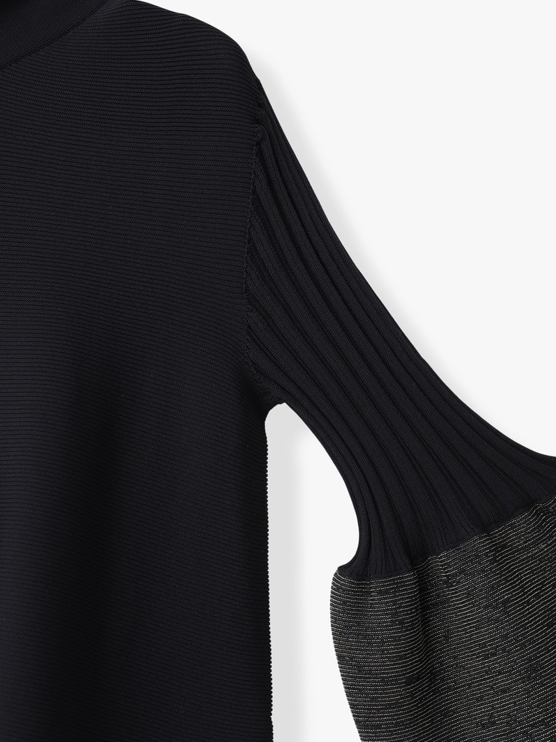 ポッタリー グリッター モックネック ロングスリーブ ドレス 詳細画像 black 2