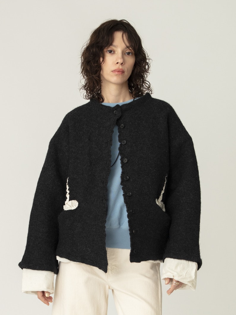 フィリング ニットジャケット（チャコールグレー/グレー） 詳細画像 charcoal gray