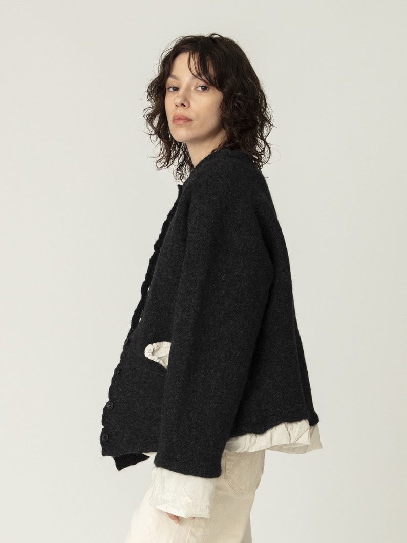 フィリング ニットジャケット（チャコールグレー/グレー） 詳細画像 charcoal gray 2