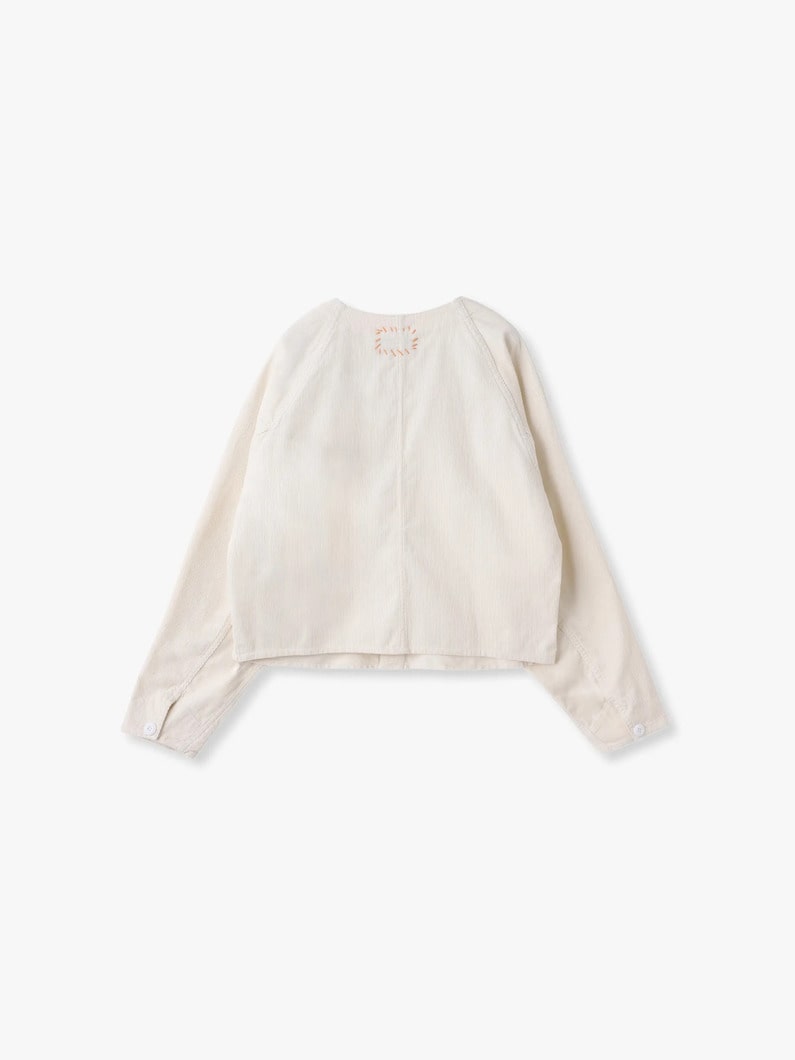 オーガニックコットン コーデュロイ ノーカラージャケット 詳細画像 beige 1