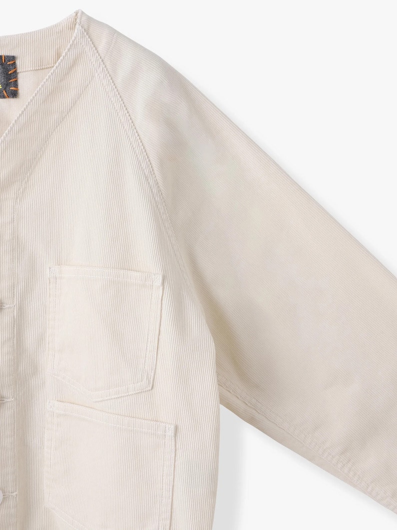 オーガニックコットン コーデュロイ ノーカラージャケット 詳細画像 beige 2