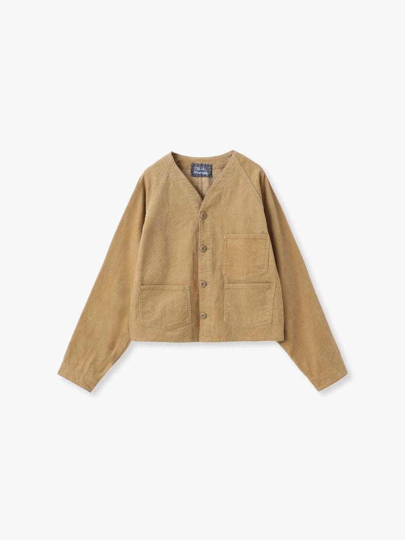 オーガニックコットン コーデュロイ ノーカラージャケット 詳細画像 beige 1