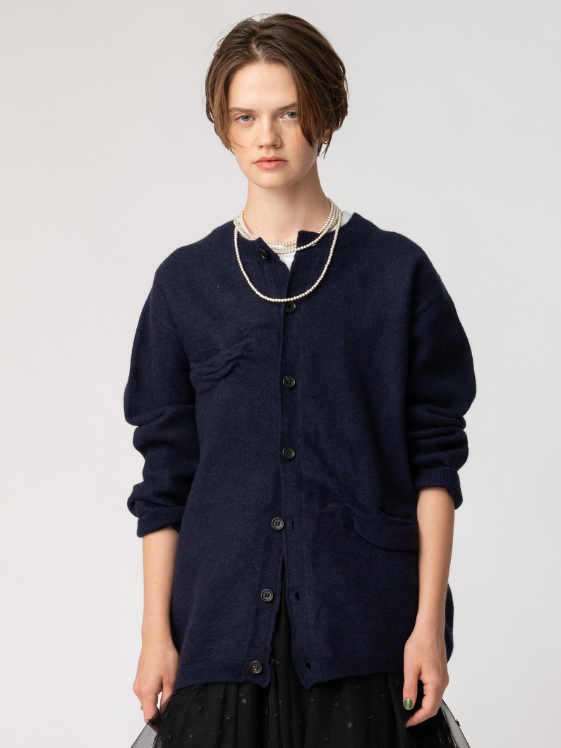 ディストーテッド ニットカーディガン（ネイビー/グレー） 詳細画像 navy 1