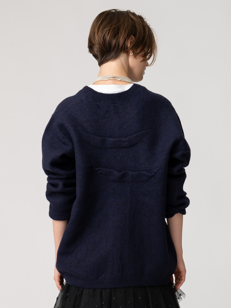 ディストーテッド ニットカーディガン（ネイビー/グレー） 詳細画像 navy 2