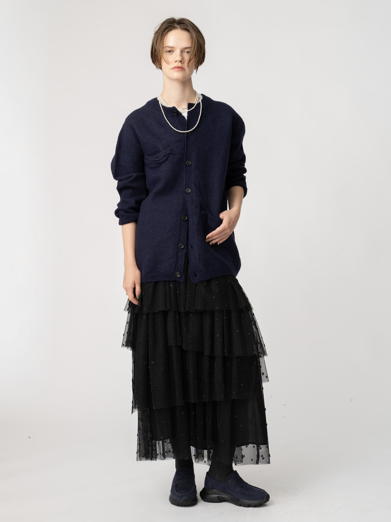 ディストーテッド ニットカーディガン（ネイビー/グレー） 詳細画像 navy 3