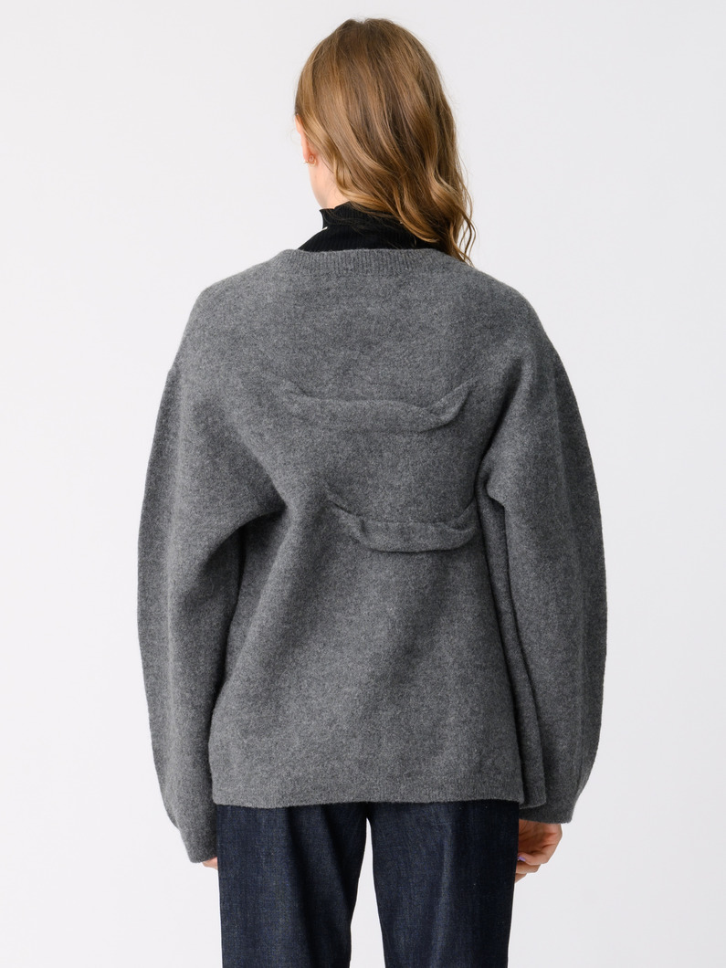 ディストーテッド ニットカーディガン（ネイビー/グレー） 詳細画像 gray 2