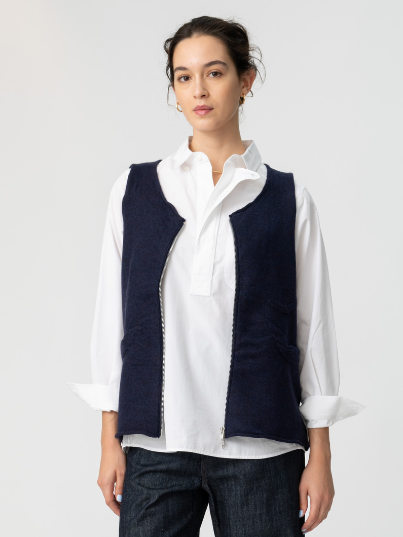 ディストーテッド ニットベスト（ネイビー/グレー） 詳細画像 navy 1