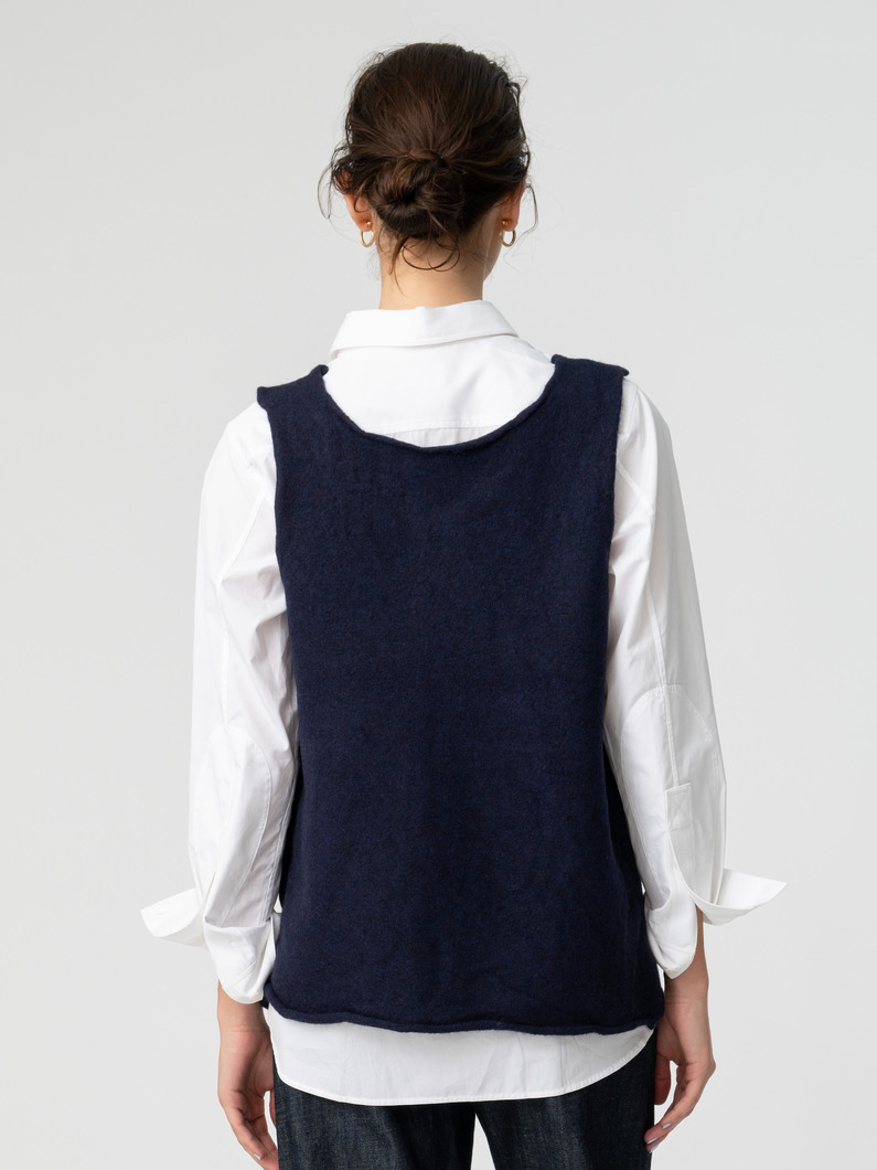 ディストーテッド ニットベスト（ネイビー/グレー） 詳細画像 navy 2