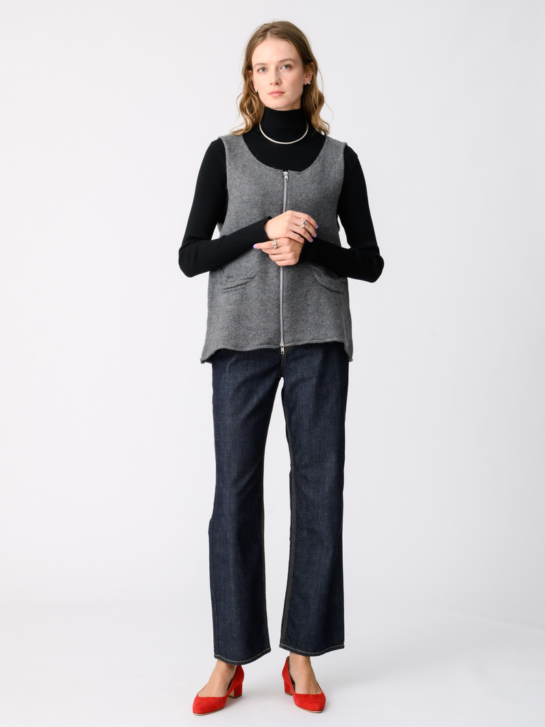 ディストーテッド ニットベスト（ネイビー/グレー） 詳細画像 gray 4