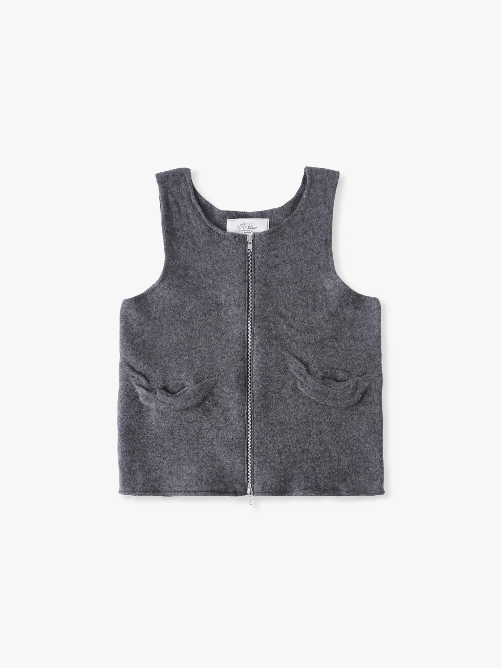 ディストーテッド ニットベスト（ネイビー/グレー）｜pillings