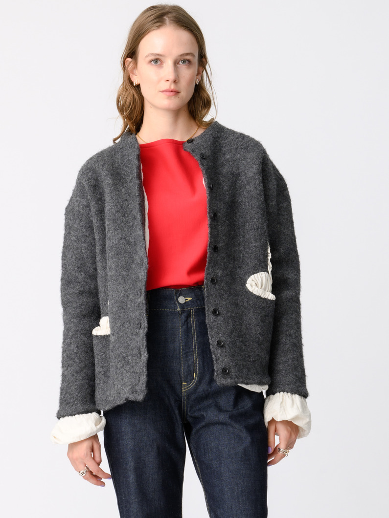 フィリング ニットジャケット（ブラック/ダークグレー