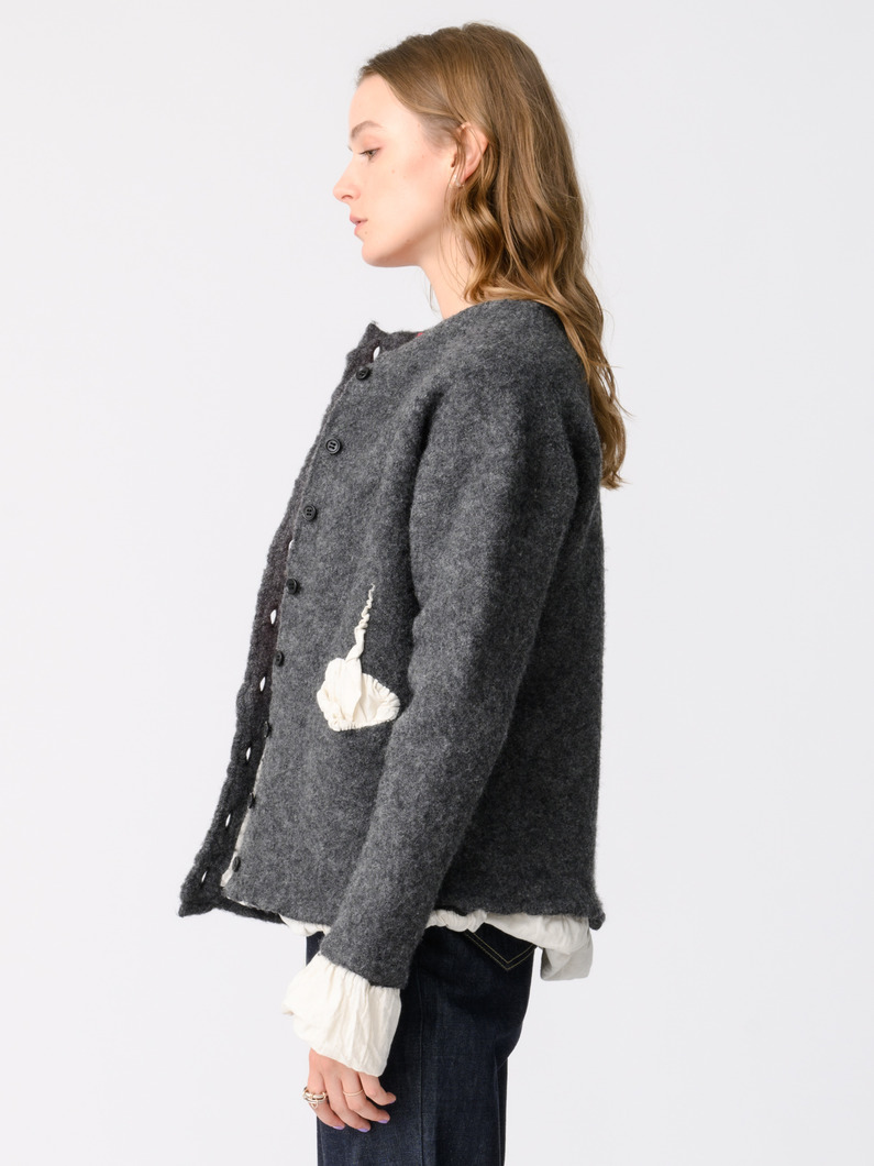 フィリング ニットジャケット（ブラック/ダークグレー） 詳細画像 dark gray 3