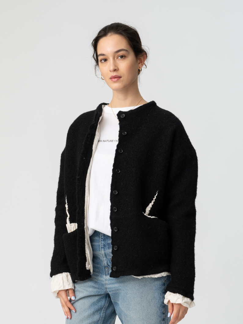 フィリング ニットジャケット（ブラック/ダークグレー） 詳細画像 black