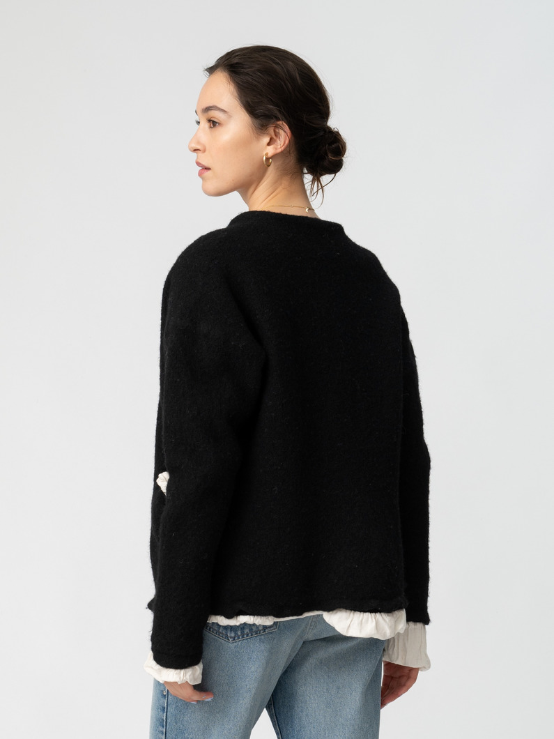 フィリング ニットジャケット（ブラック/ダークグレー） 詳細画像 black 2